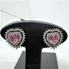 Heart Pink Stone Stud Earrings!